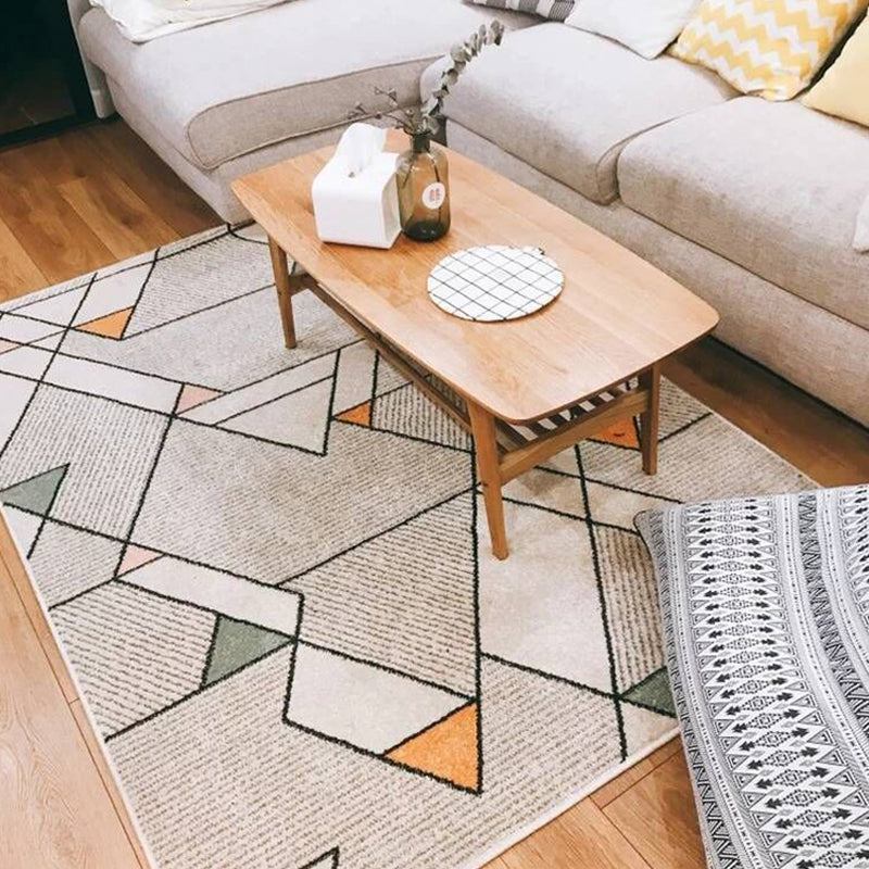 Casual Geometric Pattern Rug Multi Color Synthetics Indoor Rug Non-Slip Backing Machine Washable Area Carpet for Parlor