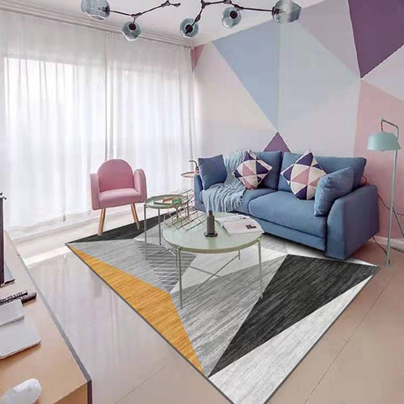 Casual Geometric Pattern Rug Multi Color Synthetics Indoor Rug Non-Slip Backing Machine Washable Area Carpet for Parlor