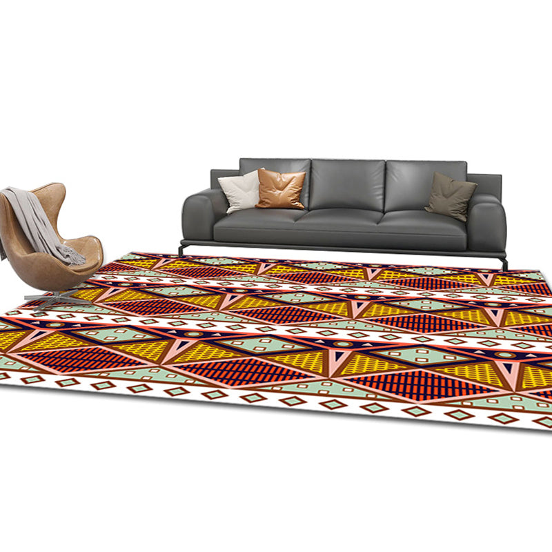 Comfort Geometric Print Rug Multi Color Polyster Area Carpet Non-Slip Backing Pet Friendly Indoor Rug for Living Room