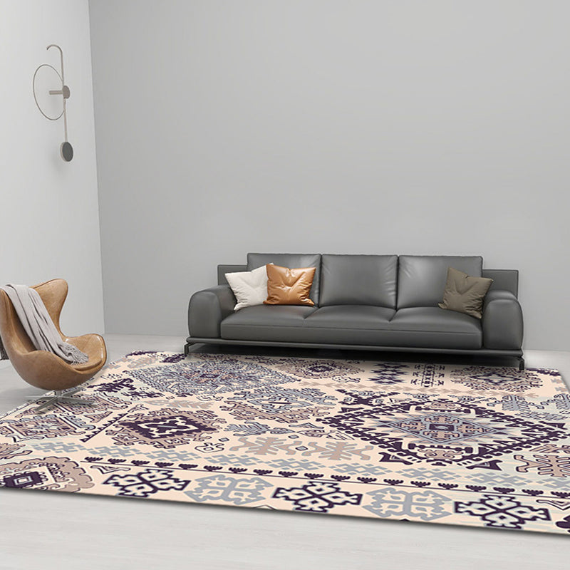 Comfort Geometric Print Rug Multi Color Polyster Area Carpet Non-Slip Backing Pet Friendly Indoor Rug for Living Room
