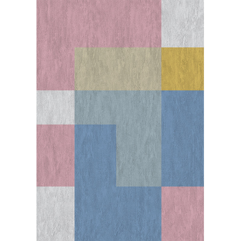 Southwestern Living Room Rug Multi Color Colorblock Indoor Rug Polyster Anti-Slip Backing Stain-Resistant Carpet