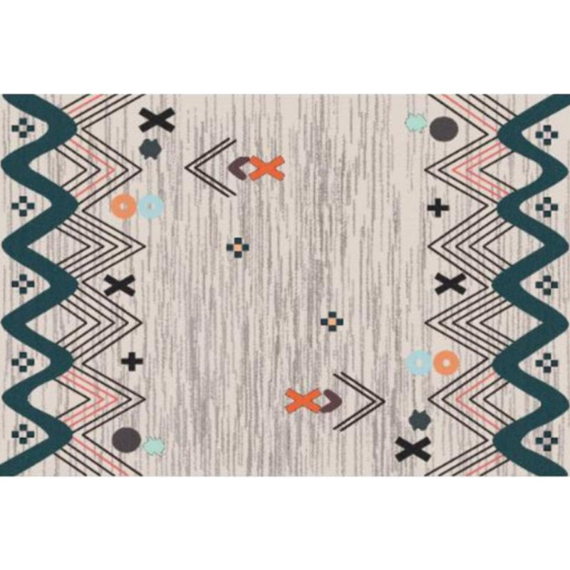 Western Geometric Pattern Rug Multi Colored Polypropylene Indoor Rug Anti-Slip Backing Pet Friendly Area Carpet for Decoration