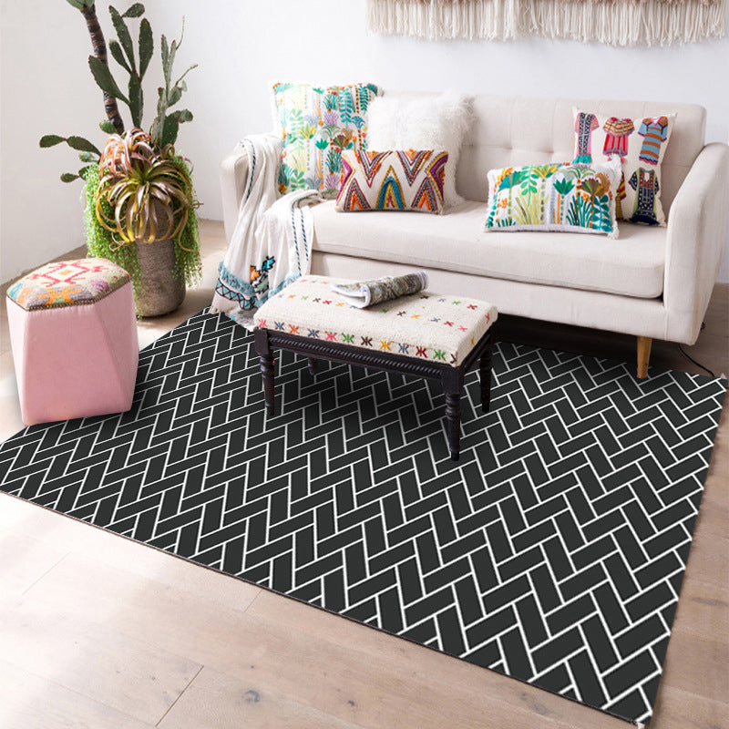 Designer Living Room Rug Multi Colored Geometric Pattern Indoor Rug Polypropylene Anti-Slip Backing Area Carpet