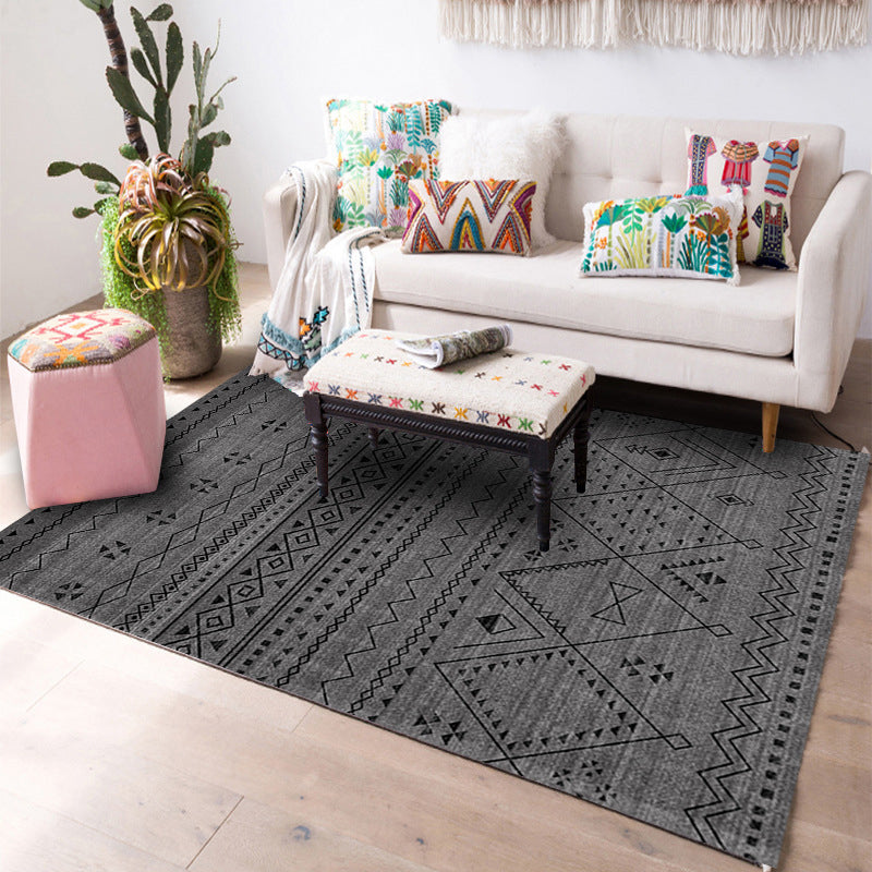 Designer Living Room Rug Multi Colored Geometric Pattern Indoor Rug Polypropylene Anti-Slip Backing Area Carpet