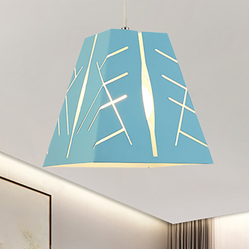 Pink/Yellow/Blue Tapered Hanging Lighting Modern 1 Light Metal Pendant Ceiling Light