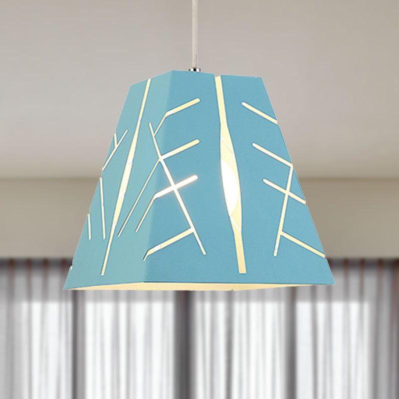 Pink/Yellow/Blue Tapered Hanging Lighting Modern 1 Light Metal Pendant Ceiling Light