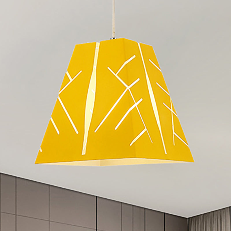 Pink/Yellow/Blue Tapered Hanging Lighting Modern 1 Light Metal Pendant Ceiling Light