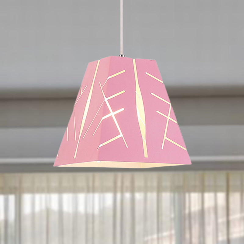 Pink/Yellow/Blue Tapered Hanging Lighting Modern 1 Light Metal Pendant Ceiling Light