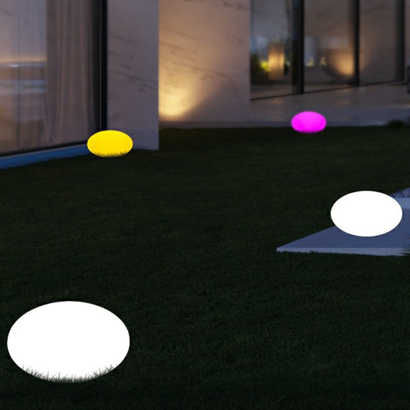 Egg Shaped Garden Solar Path Lamp Plastic Simple Style LED Ground Lighting in White