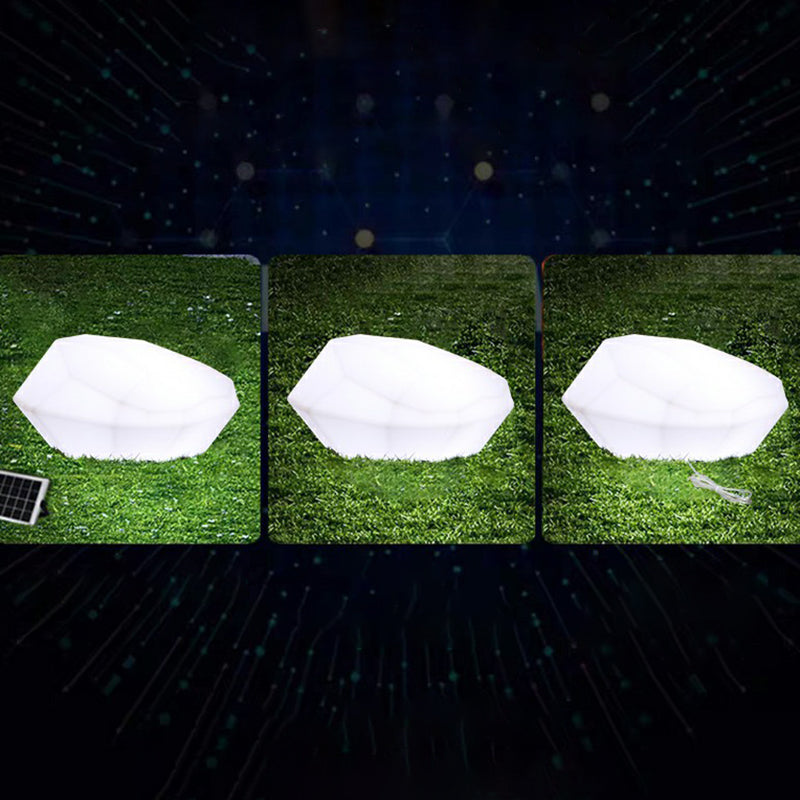 USB Charging Outdoor LED Ground Light Modern White Path Light with Rock Plastic Shade