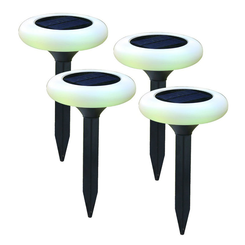 Donut Shaped Solar LED Stake Lamp Simple Plastic Garden Lawn Light in Black and White