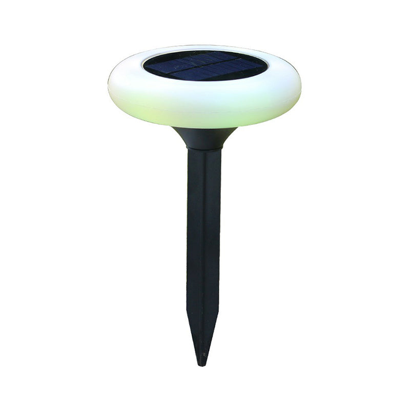 Donut Shaped Solar LED Stake Lamp Simple Plastic Garden Lawn Light in Black and White