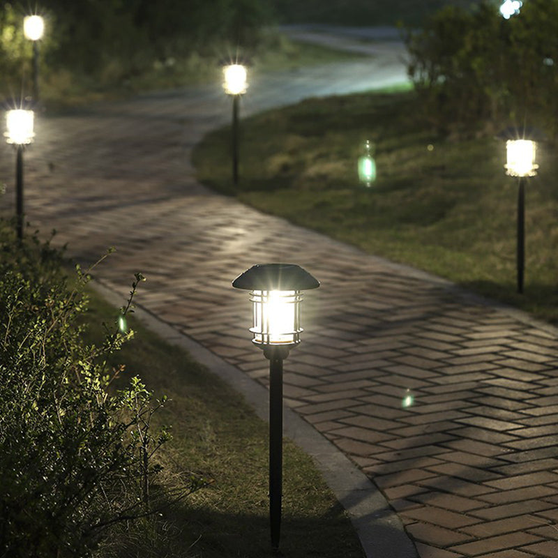 Minimalist House Shaped Stake Light Plastic Garden Solar LED Pathway Lamp in Smoke Grey