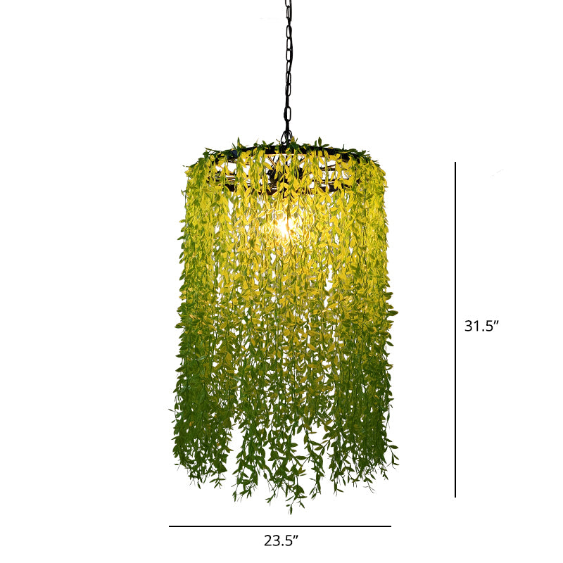 Runde Metallanhänger Lampe Industrial 1 Kopf Esszimmer Deckenleuchte mit künstlichen Reben