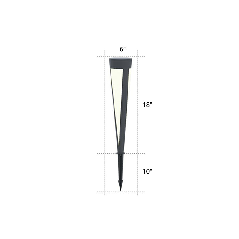 Plastic Tapered Solar Ground Lighting Modern Style Grey LED Stake Lamp for Courtyard