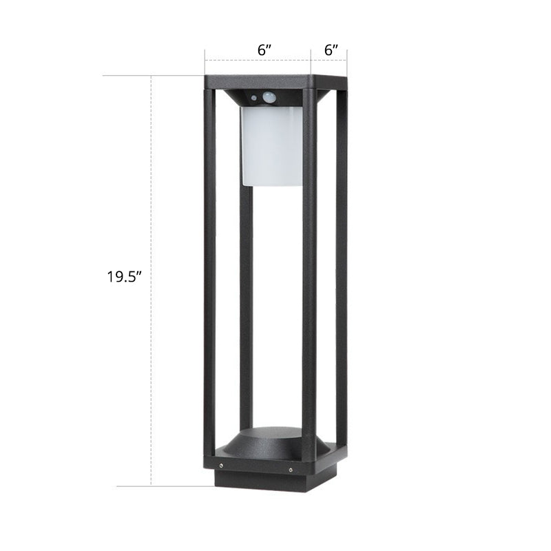 Black Open Frame LED Path Lamp Contemporary Metal Solar Ground Light for Outdoor