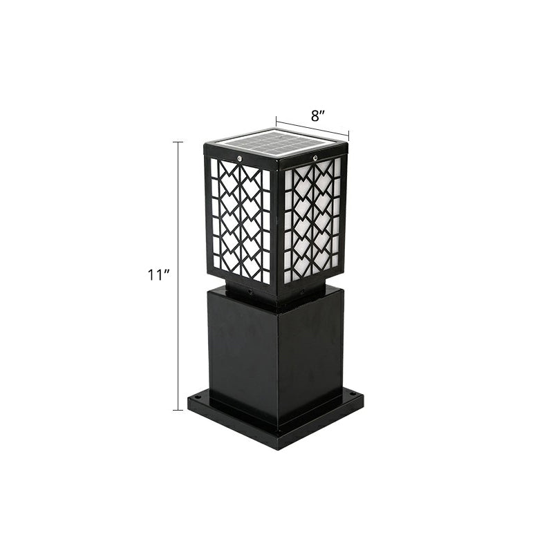 Metal Block Solar Ground Lamp Modernism Black-White LED Lawn Lighting for Courtyard