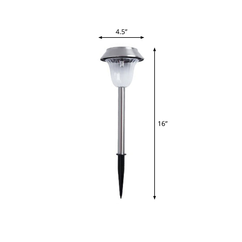 Silver Bell LED Ground Light Minimalism Plastic Solar Stake Lighting for Courtyard