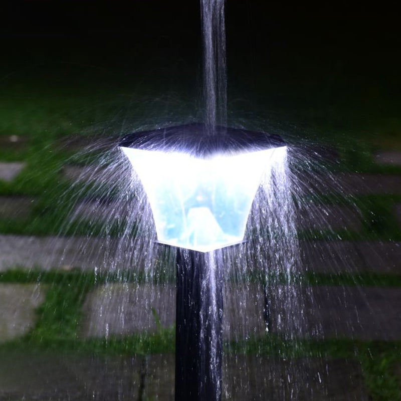 Pagoda Shaped Outdoor Lawn Light Plastic Minimalist Solar LED Ground Light in Black