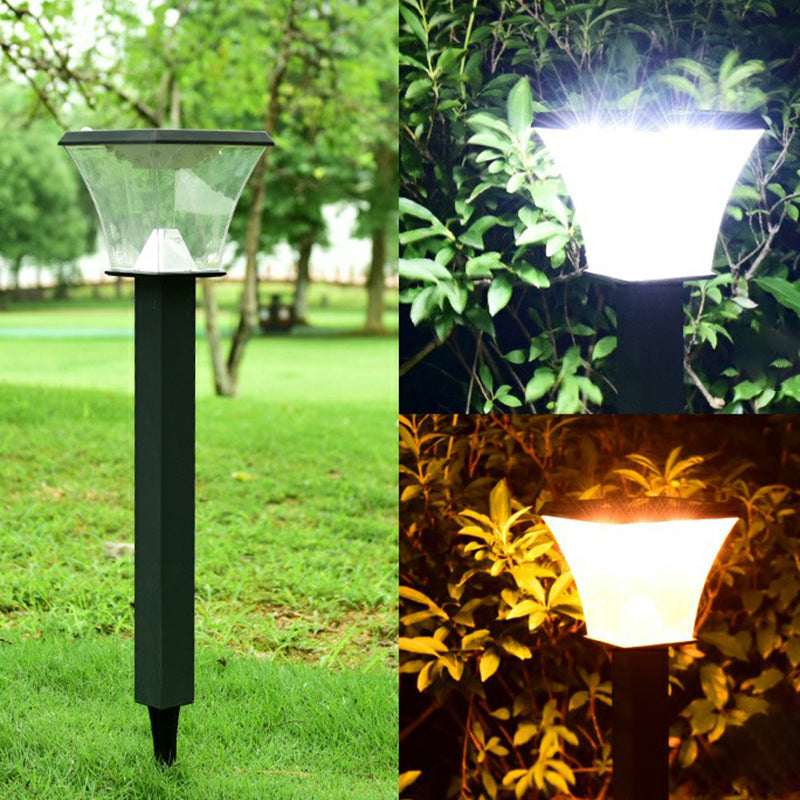 Pagoda Shaped Outdoor Lawn Light Plastic Minimalist Solar LED Ground Light in Black