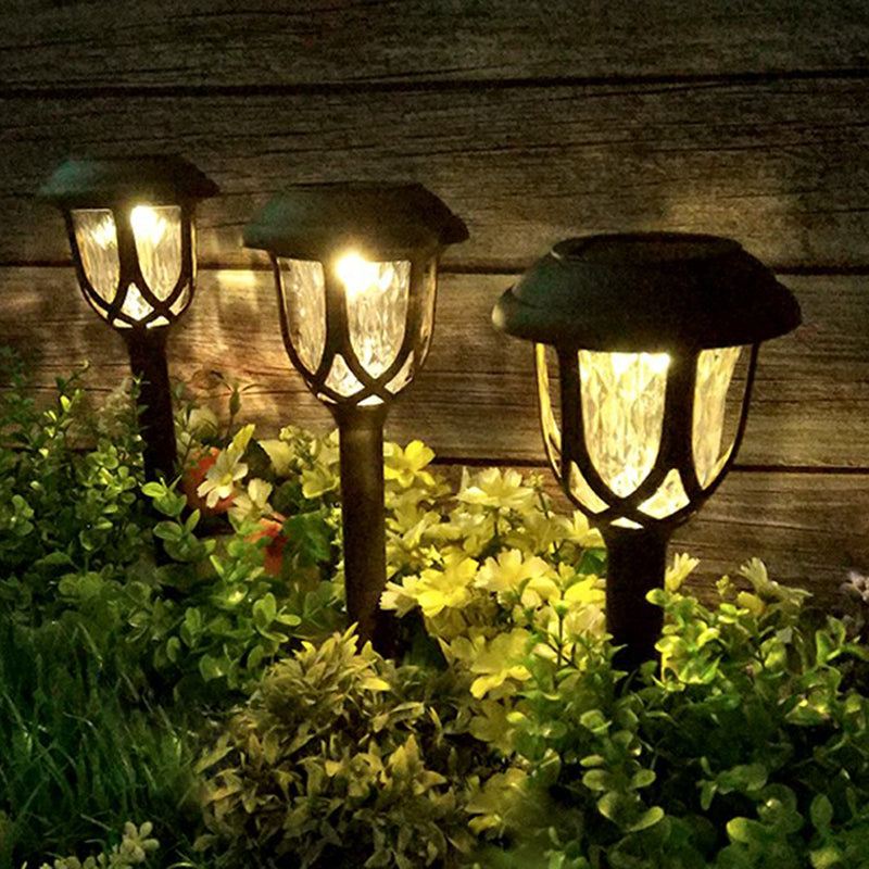 Éclairage décoratif de chemin solaire Bell Imitation Crystal Patio LED Éclairage de pieu LED en noir