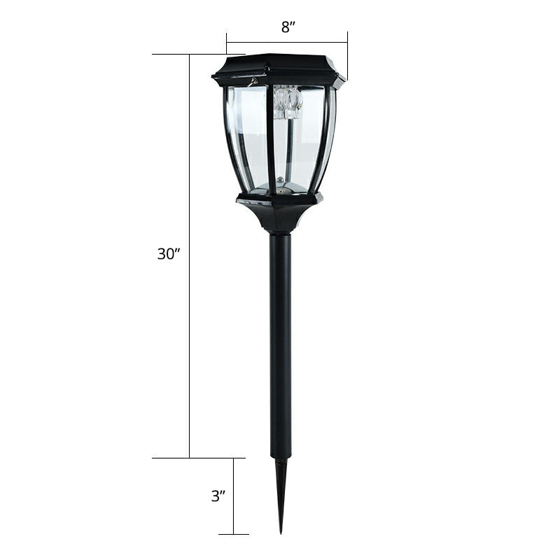 Bell Shade Solar LED Stake Lamp Traditional Clear Glass Garden Landscape Light with Switch