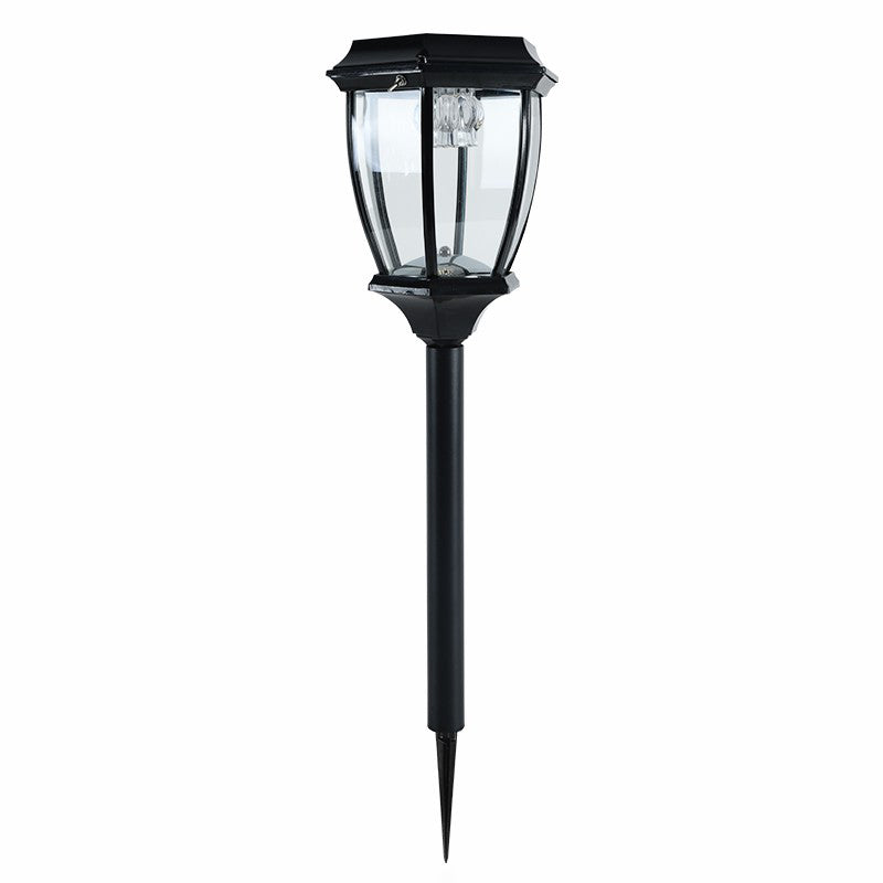 Bell Shade Solar LED Stake Lamp Traditional Clear Glass Garden Landscape Light with Switch