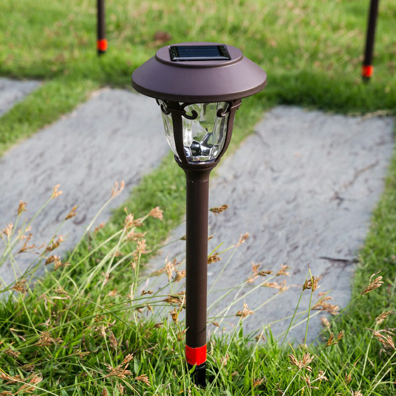 Clear Beveled Glass Bell Landscape Lamp Vintage Coffee LED Stake Lighting for Patio