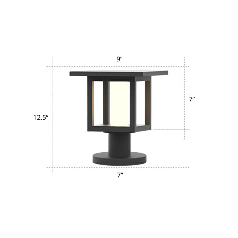 Matte Black Square Solar Lawn Light Minimalism White Glass LED Ground Lamp for Yard