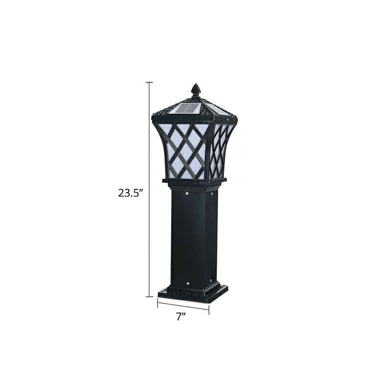 Vintage Pagoda Solar Ground Lighting Metal LED Pathway Light in Black for Courtyard