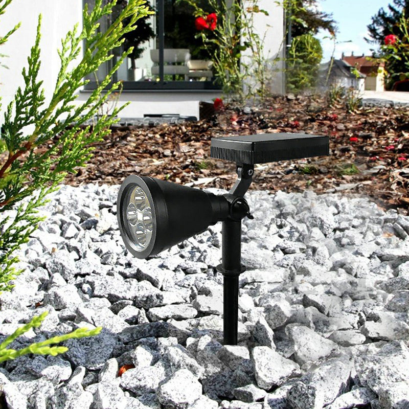 Plastic Cone Shaped Solar Stake Lamp Contemporary Black LED Path Light with Adjustable Design