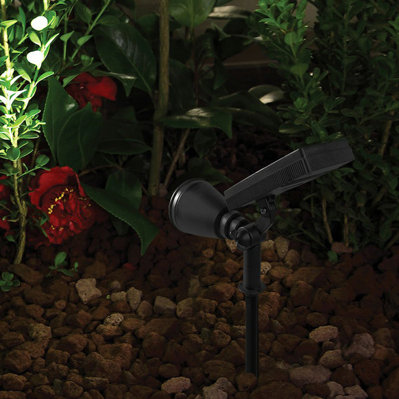 Plastic Cone Shaped Solar Stake Lamp Contemporary Black LED Path Light with Adjustable Design