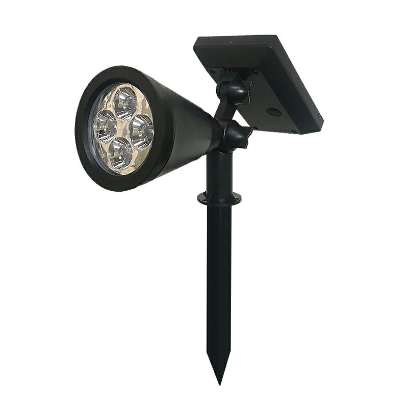 Plastic Cone Shaped Solar Stake Lamp Contemporary Black LED Path Light with Adjustable Design