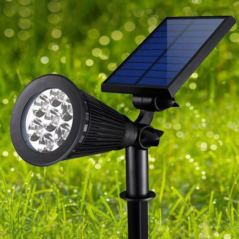 Conical Solar LED Stake Lighting Minimalist Plastic Garden Ground Spotlight in Black