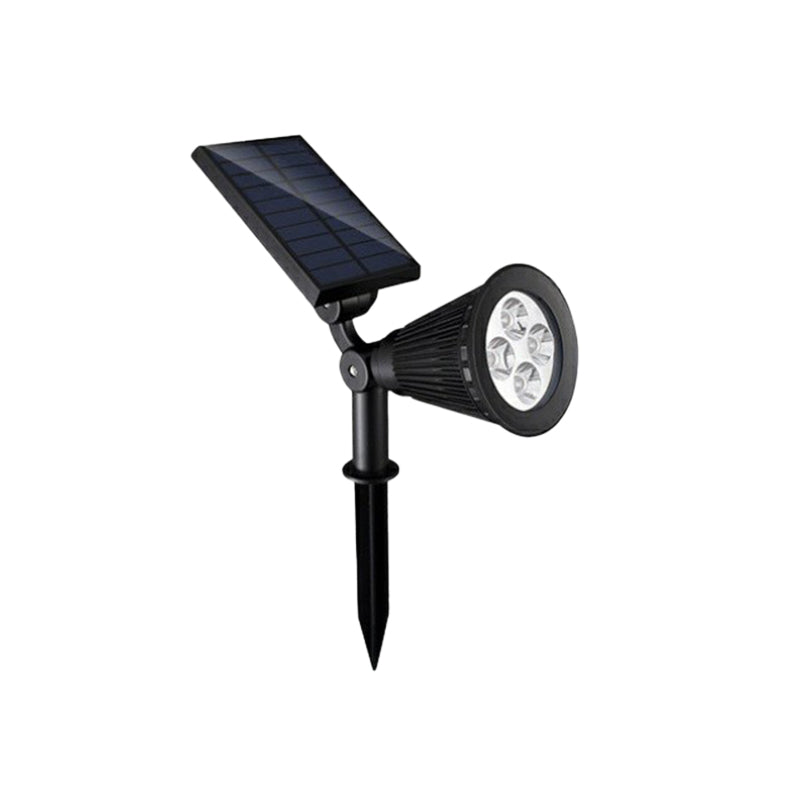 Conical Solar LED Stake Lighting Minimalist Plastic Garden Ground Spotlight in Black