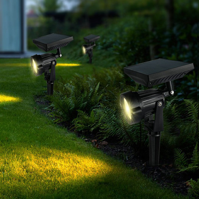 ABS Bell Shaped Solar Stake Light Contemporary Black LED Pathway Light for Patio