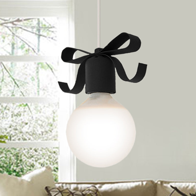 1 Head Open Bulb Pendant Light with Bowl Kids Metal Hanging Light for Kitchen Corridor