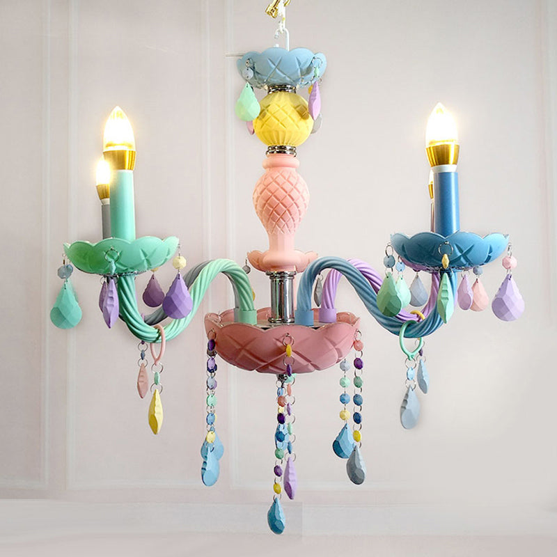 Bandela rosa Candela Leggero di vetro multicolori lampadario in vetro multicolore per la stanza per bambini