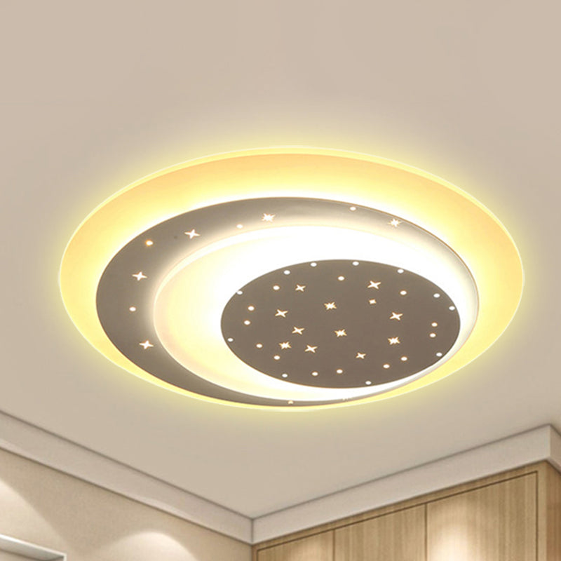 Acrylic Crescent LED Ceiling Light with Star Romantic Flushmount Light for Girls Bedroom