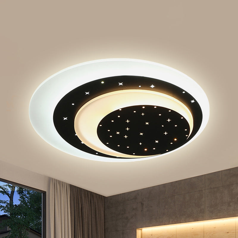 Acrylic Crescent LED Ceiling Light with Star Romantic Flushmount Light for Girls Bedroom