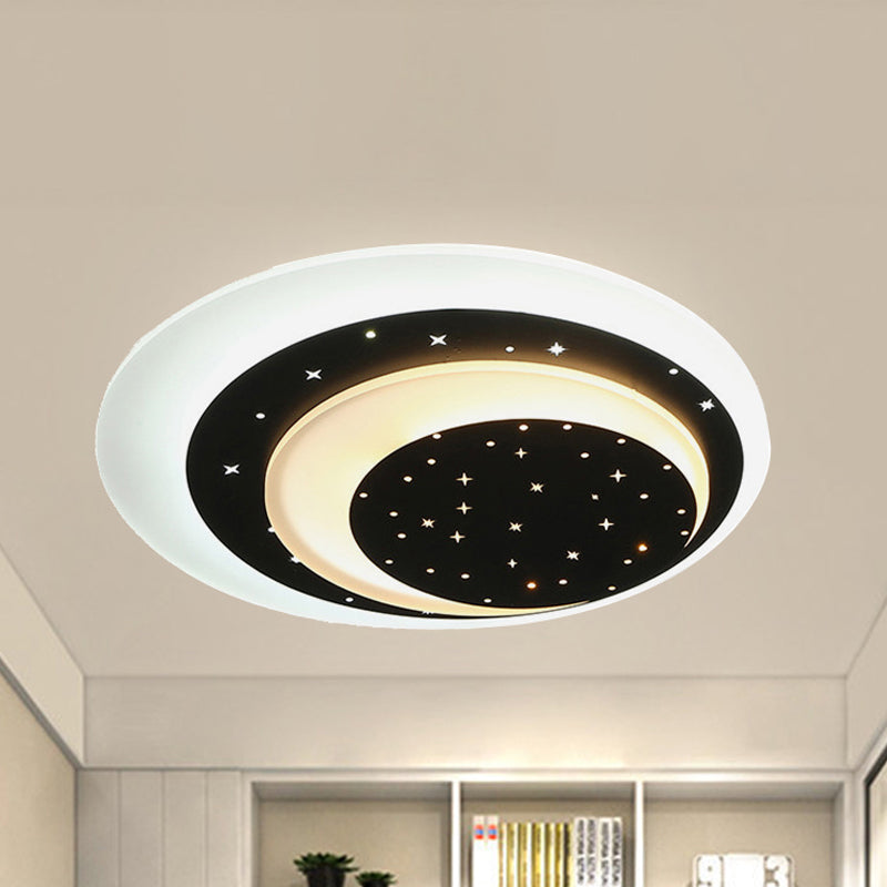 Acrylic Crescent LED Ceiling Light with Star Romantic Flushmount Light for Girls Bedroom