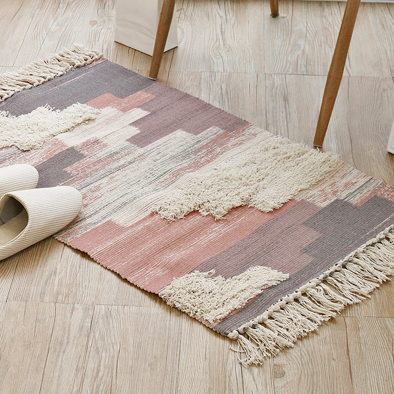 Multi-colour Boho Rug katoen abstract patroon binnen tapijt Anti-slip achteruitgang huisdiervriendelijk gebied tapijt voor woonkamer