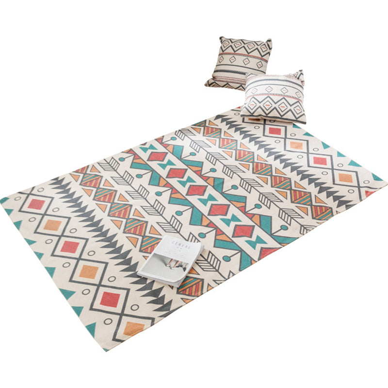 Southwestern Bedroom Rug Multicolored Tribal Printed Area Carpet Jute Pet Friendly Stain-Resistant Indoor Rug