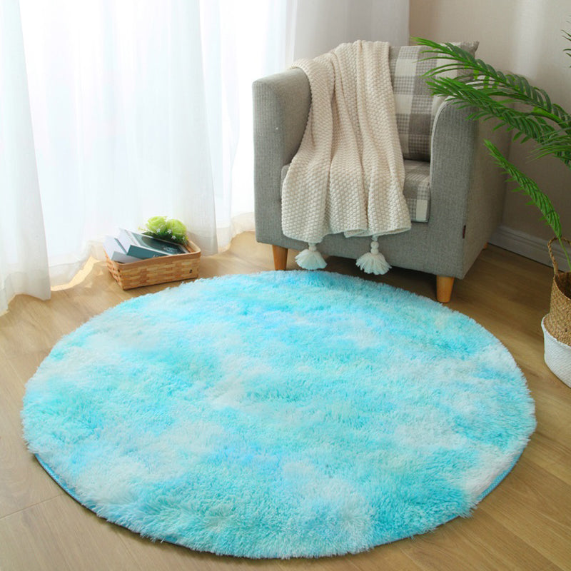 Calming Bedroom Rug Multicolored Solid Color Solid Color Indoor Rug Polyster Anti-Slip Backing Easy Care Area Carpet