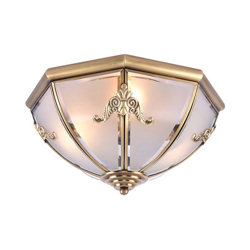 14"/18"/23.5" Wide Umbrella Flush Mount Traditional White Glass Brass 3/4/6 Bulbs Ceiling Mount Chandelier