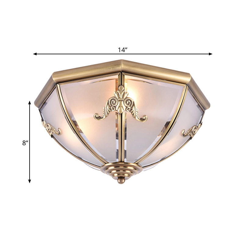 14"/18"/23.5" Wide Umbrella Flush Mount Traditional White Glass Brass 3/4/6 Bulbs Ceiling Mount Chandelier