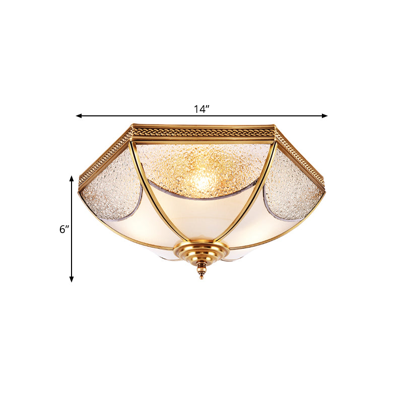 14"/18"/23.5" Wide Ridged Flush Mount Traditional Textured Glass Brass 3/4/6 Bulbs Ceiling Mount Chandelier