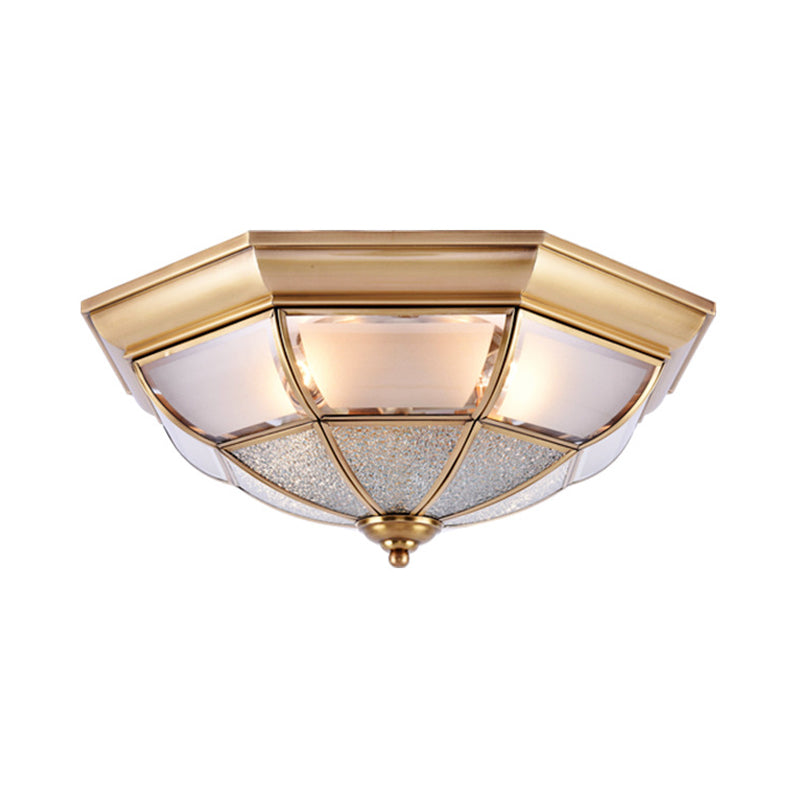 Cone Flush Mount Tradition Water Glass Brass 6/8/10 Bulbs Ceiling Light Fixture for Hallway, 15"/19.5"/23" Wide