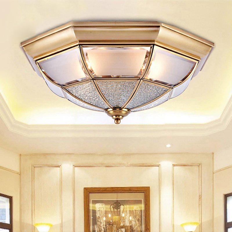 Cone Flush Mount Tradition Water Glass Brass 6/8/10 Bulbs Ceiling Light Fixture for Hallway, 15"/19.5"/23" Wide