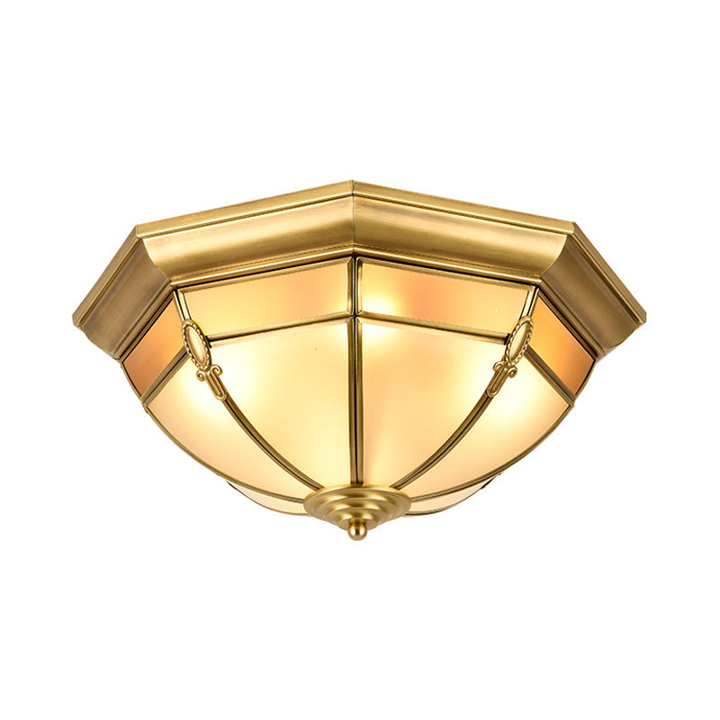 Dome Flush Mount Traditional Frosted Glass 14"/18"/23.5" Wide 3/4/6 Bulbs Brass Ceiling Mount Chandelier